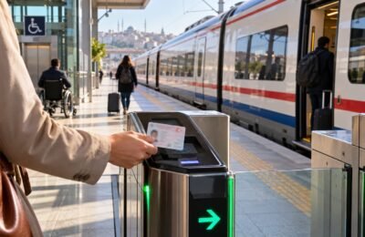 Цифровая проверка льготного билета на железнодорожной станции в Турции