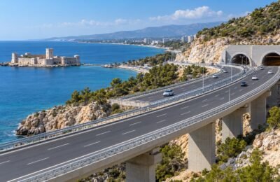 Новая прибрежная автомагистраль с туннелями и виадуками в Мерсине